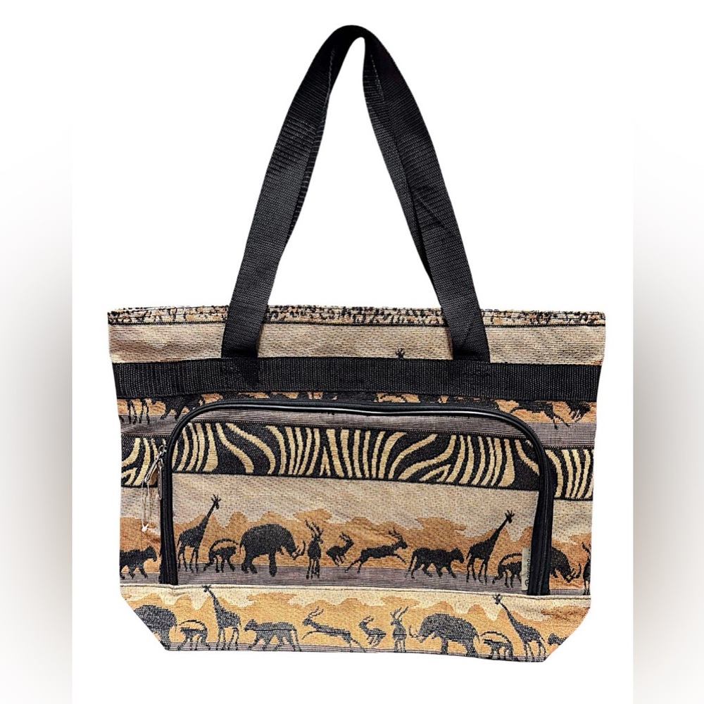 American uni canvas tote bag animal pattern 15x19in like new